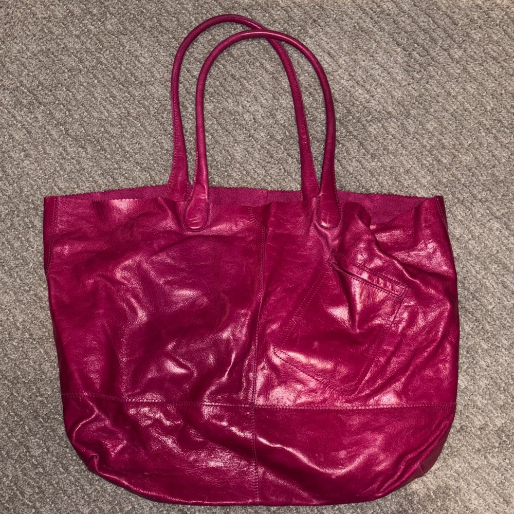 Elegant Pink Leather Tote Bag